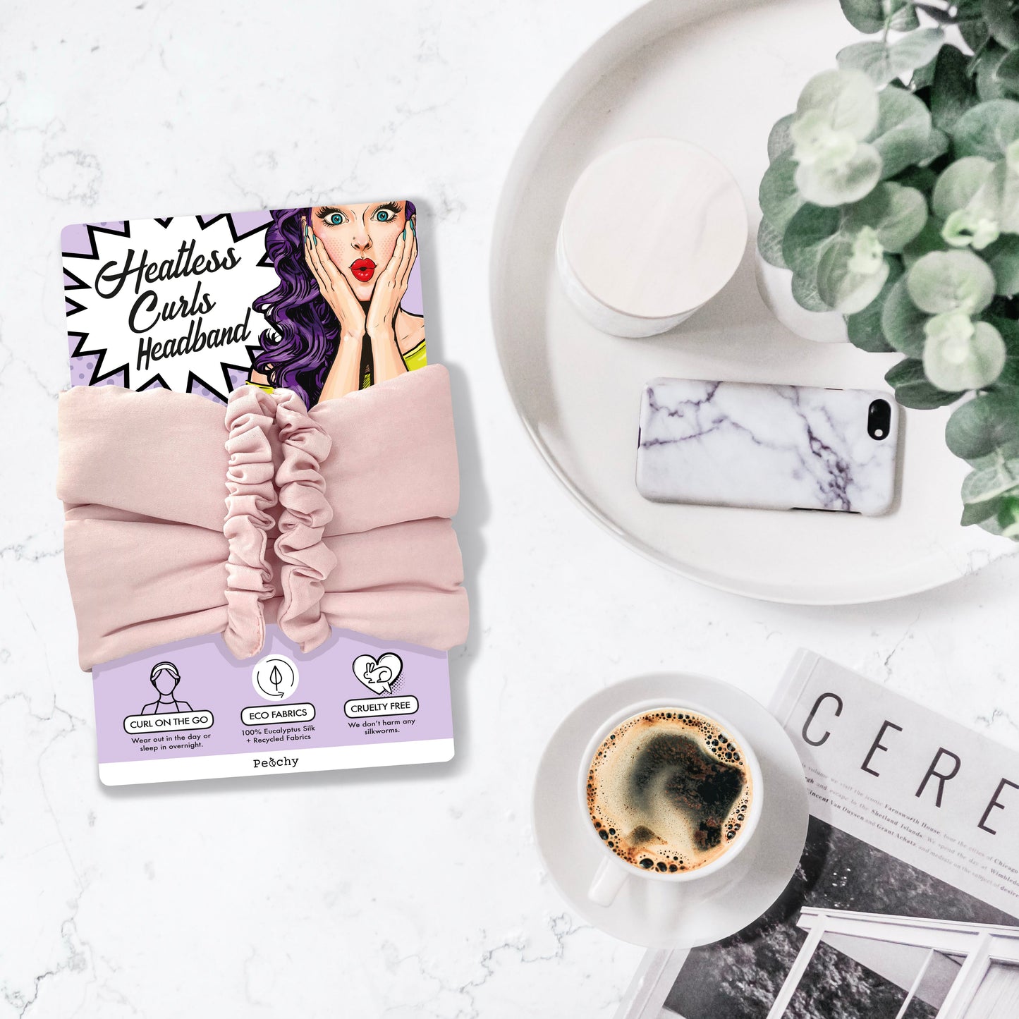 Peachy - Heatless Curlers Headband (Ocean Mist)