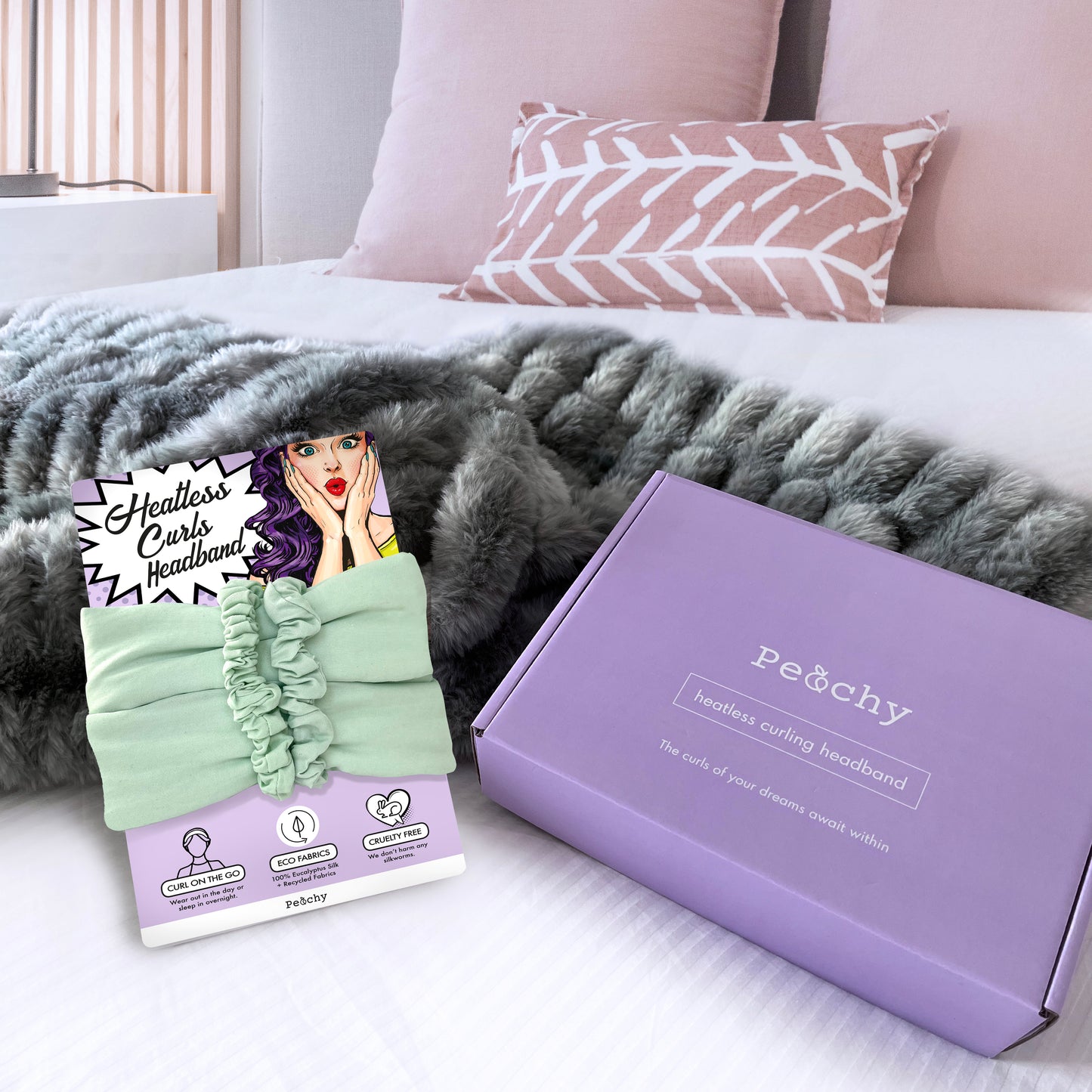Peachy - Heatless Curlers Headband (Sage)